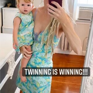 Vintage Lilly Pulitzer Blue and Green Kids Girls Fish Print Dress